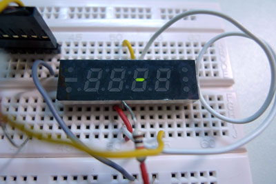 Photo of a 4-digit 7-segment display