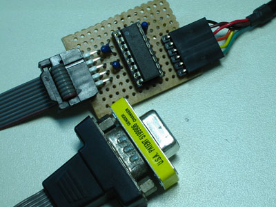 Photo of the top-side of the converter board