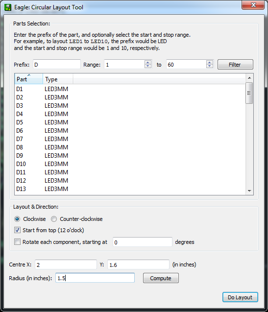 Circular Layout Settings