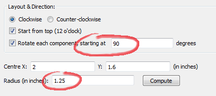 Circular Layout Settings, for outward facing resistors