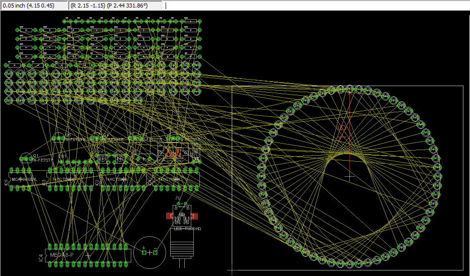 Ringo3 PCB with laid out LEDs D1 - D60