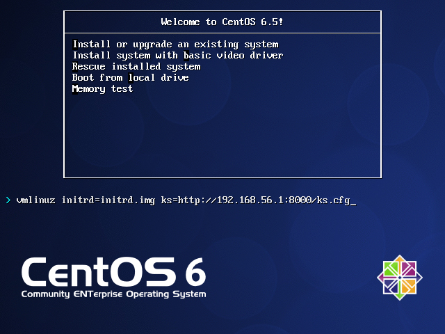 Screenshot of CentOS 6 installation DVD bootloader