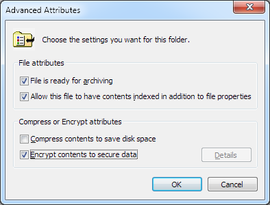 NTFS encryption attribute